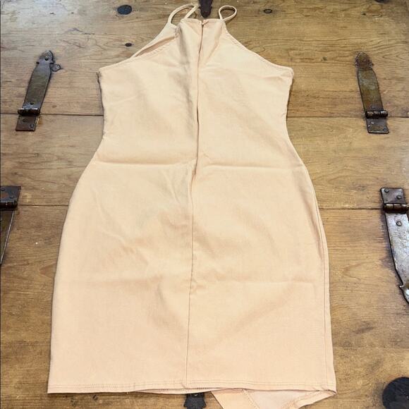 The Vintage Shop Asymmetrical Tan Dress Size Large - Picture 3 of 6